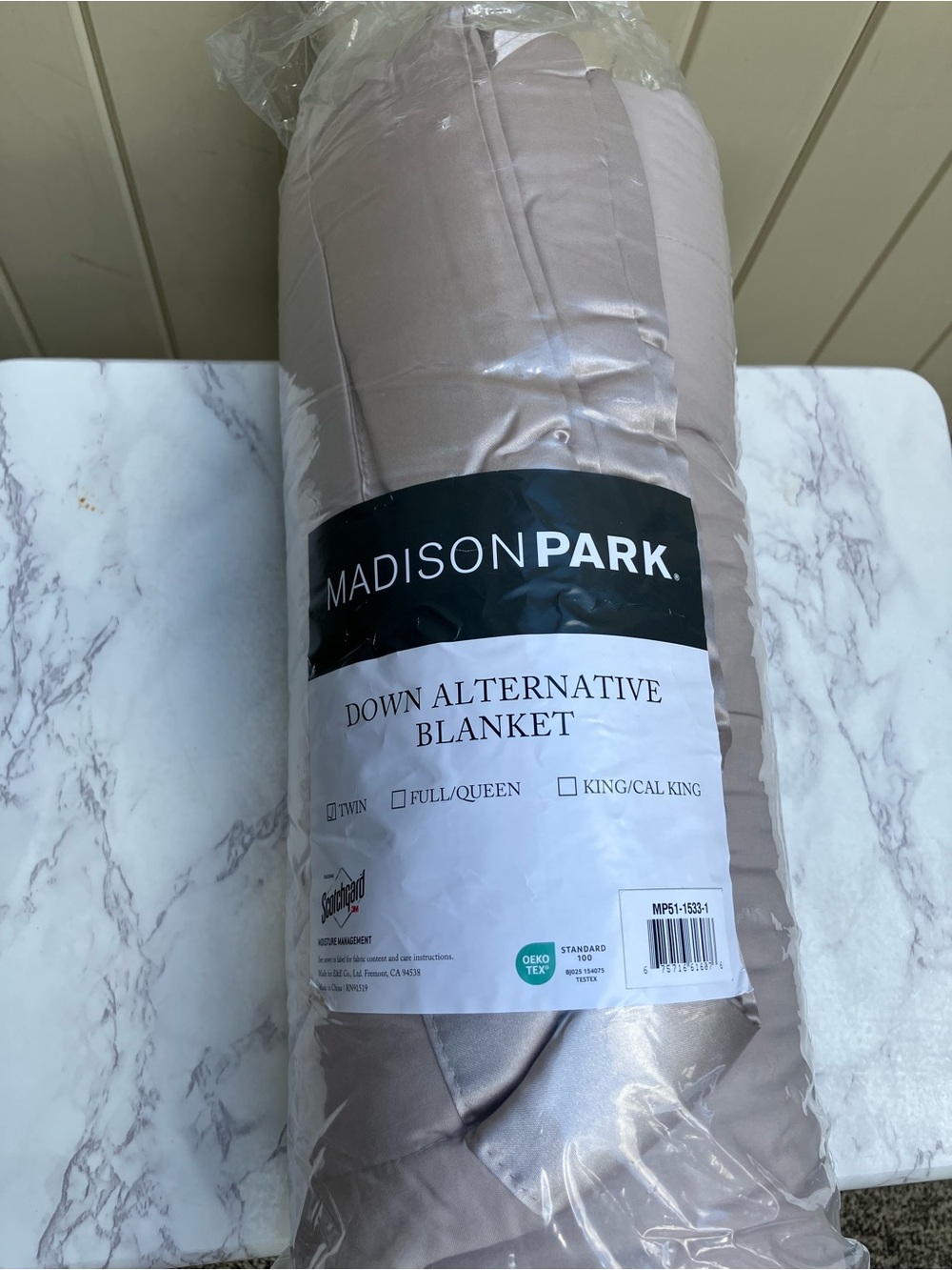 Madison Park down alternative blanket taupe NWT lightweight cozy fall - Picture 2 of 7